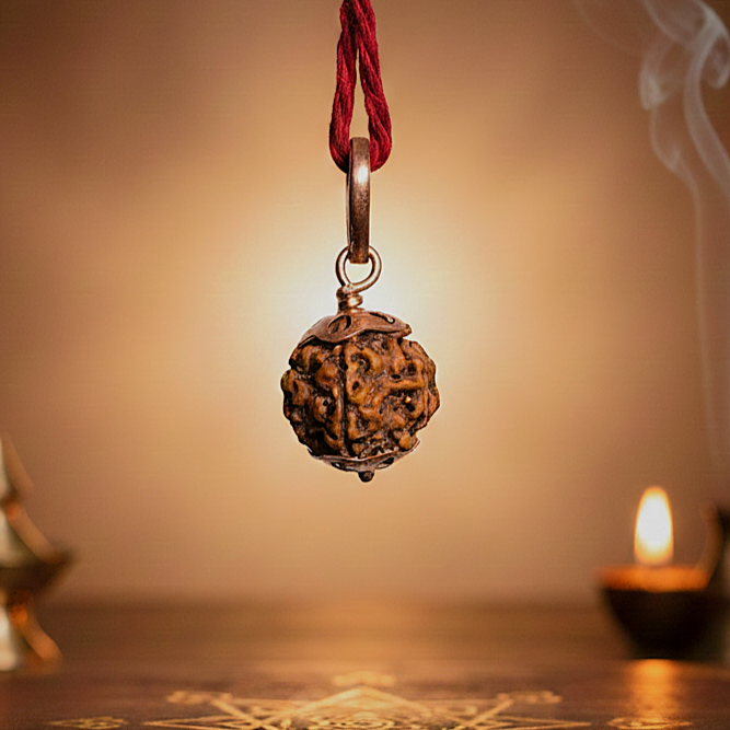 5-mukhi rudraksha Copper pendant | natural nepali certified rudraksha pure copper pendant