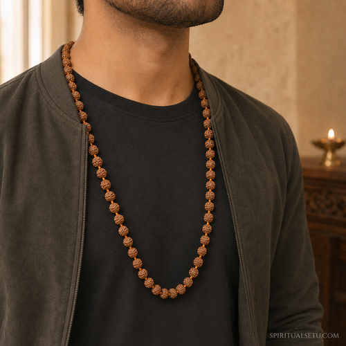 5 Mukhi Rudraksha Japa Mala – 108+1 Original Nepali Beads for Mantra Chanting, Meditation & Daily Wear