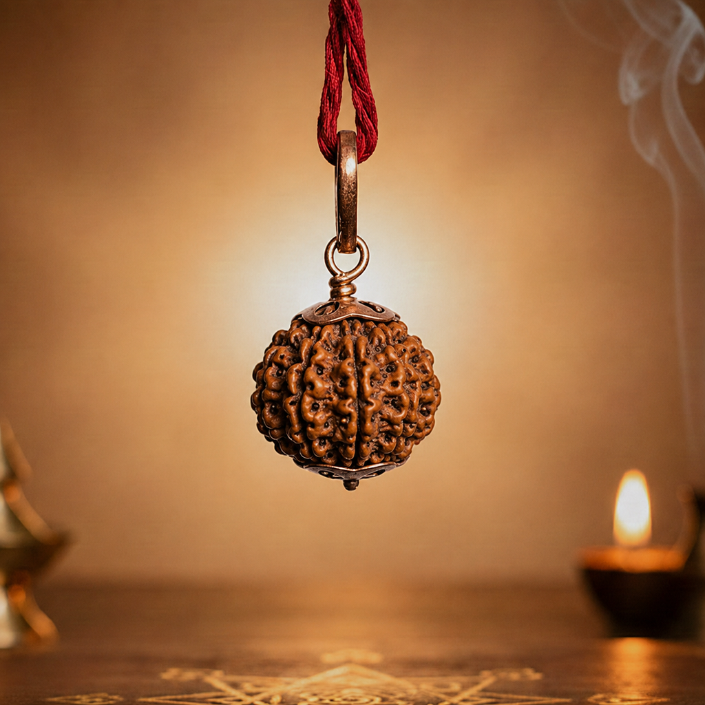 7-mukhi rudraksha Copper pendant | natural nepali certified rudraksha pure copper pendant