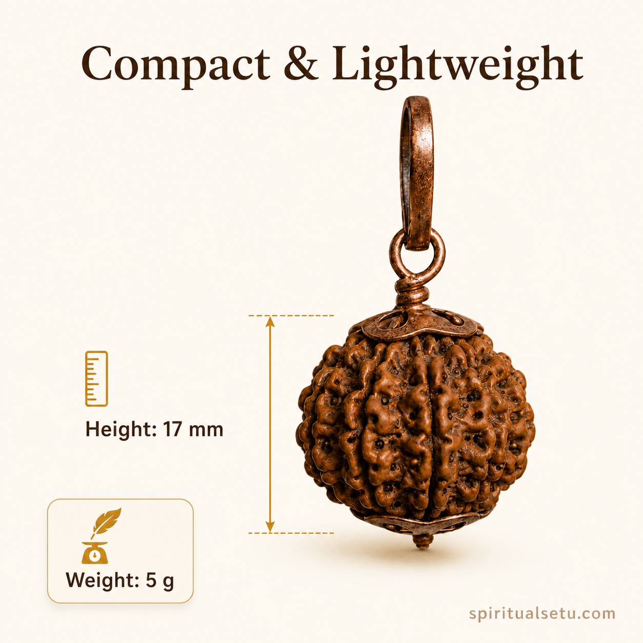 7-mukhi rudraksha Copper pendant | natural nepali certified rudraksha pure copper pendant