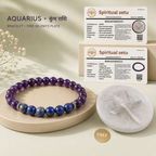 Aquarius zodiac bracelet | कुंभ राशि — Amethyst & Lapis Lazuli