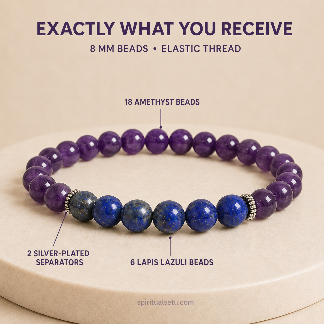 Aquarius zodiac bracelet | कुंभ राशि — Amethyst & Lapis Lazuli