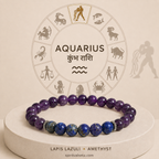 Aquarius zodiac bracelet | कुंभ राशि — Amethyst & Lapis Lazuli