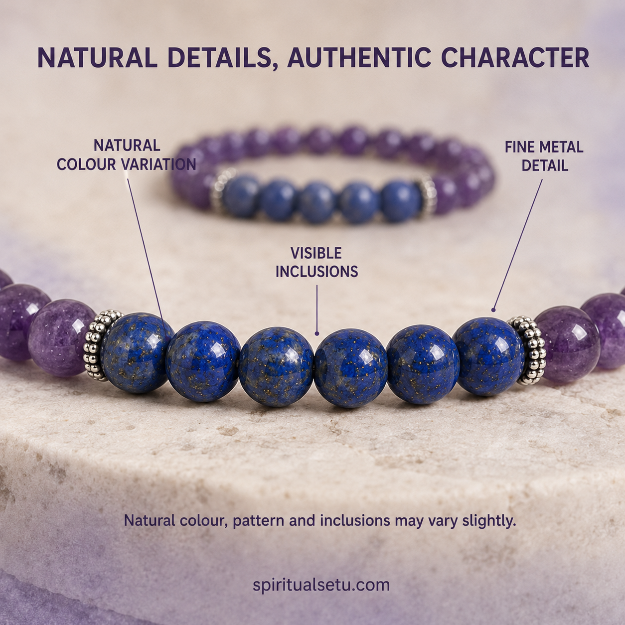 Aquarius zodiac bracelet | कुंभ राशि — Amethyst & Lapis Lazuli