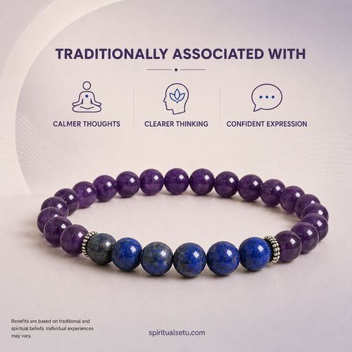 Aquarius zodiac bracelet | कुंभ राशि — Amethyst & Lapis Lazuli