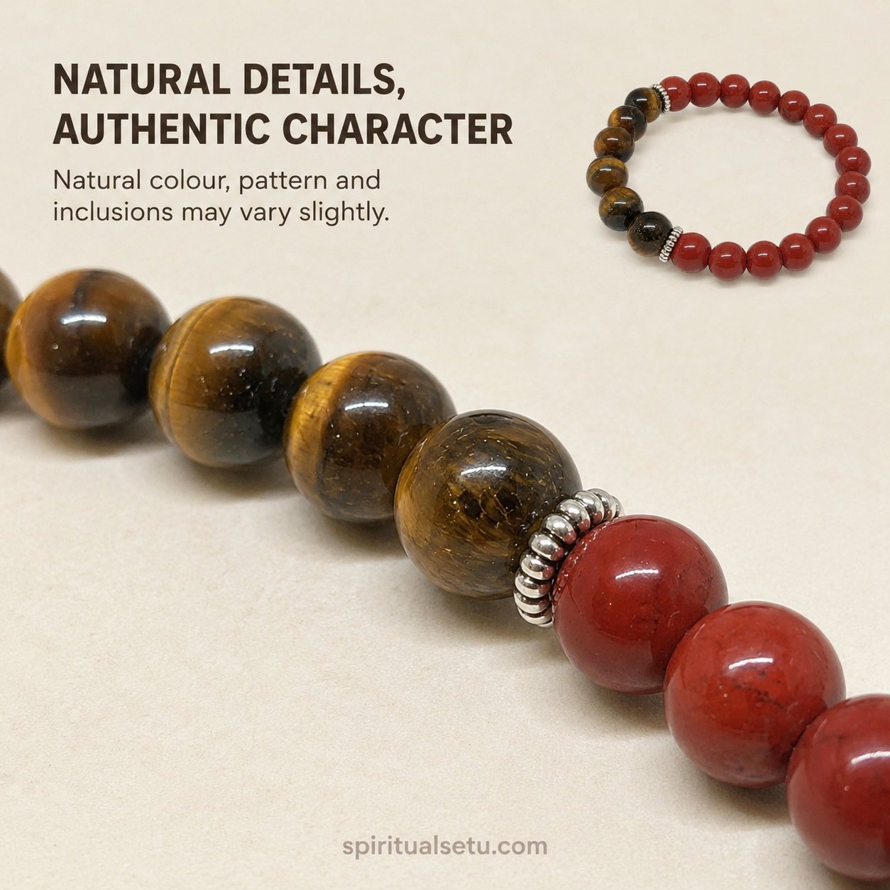 Aries zodiac bracelet | मेष राशि — Red Jasper & Tiger Eye