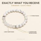 Cancer Zodiac Bracelet | कर्क राशि — Howlite & Milky Quartz