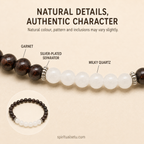 Capricorn Zodiac Bracelet | मकर राशि — Garnet & Milky Quartz
