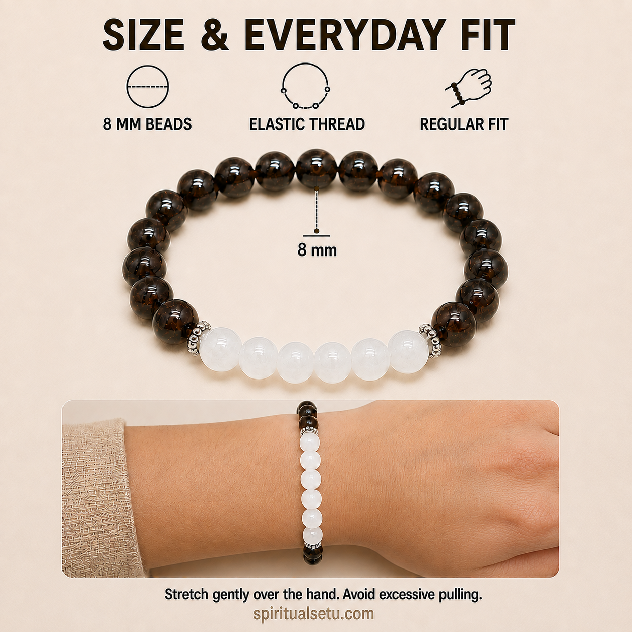 Capricorn Zodiac Bracelet | मकर राशि — Garnet & Milky Quartz