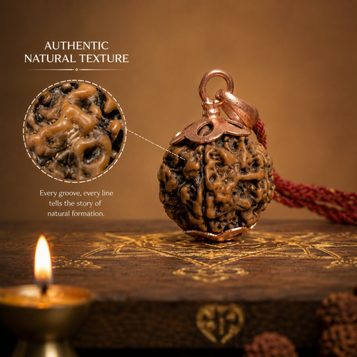 5-mukhi rudraksha Copper pendant | natural nepali certified rudraksha pure copper pendant