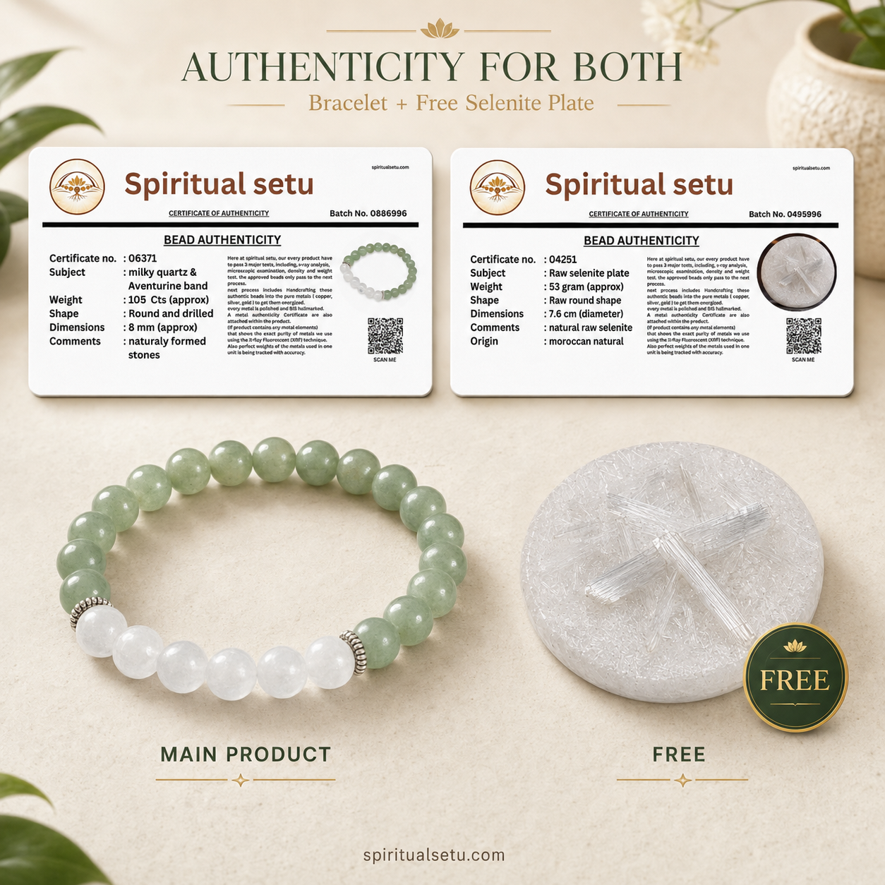 Gemini zodiac bracelet | मिथुन राशि — Green Aventurine & Milky Quartz