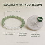 Gemini zodiac bracelet | मिथुन राशि — Green Aventurine & Milky Quartz