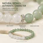 Gemini zodiac bracelet | मिथुन राशि — Green Aventurine & Milky Quartz