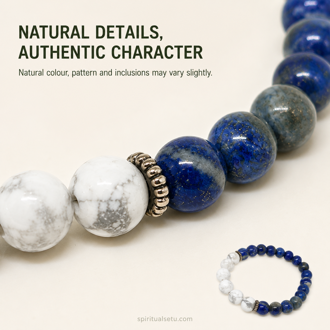 Libra zodiac bracelet | तुला राशि — Lapis Lazuli & Howlite