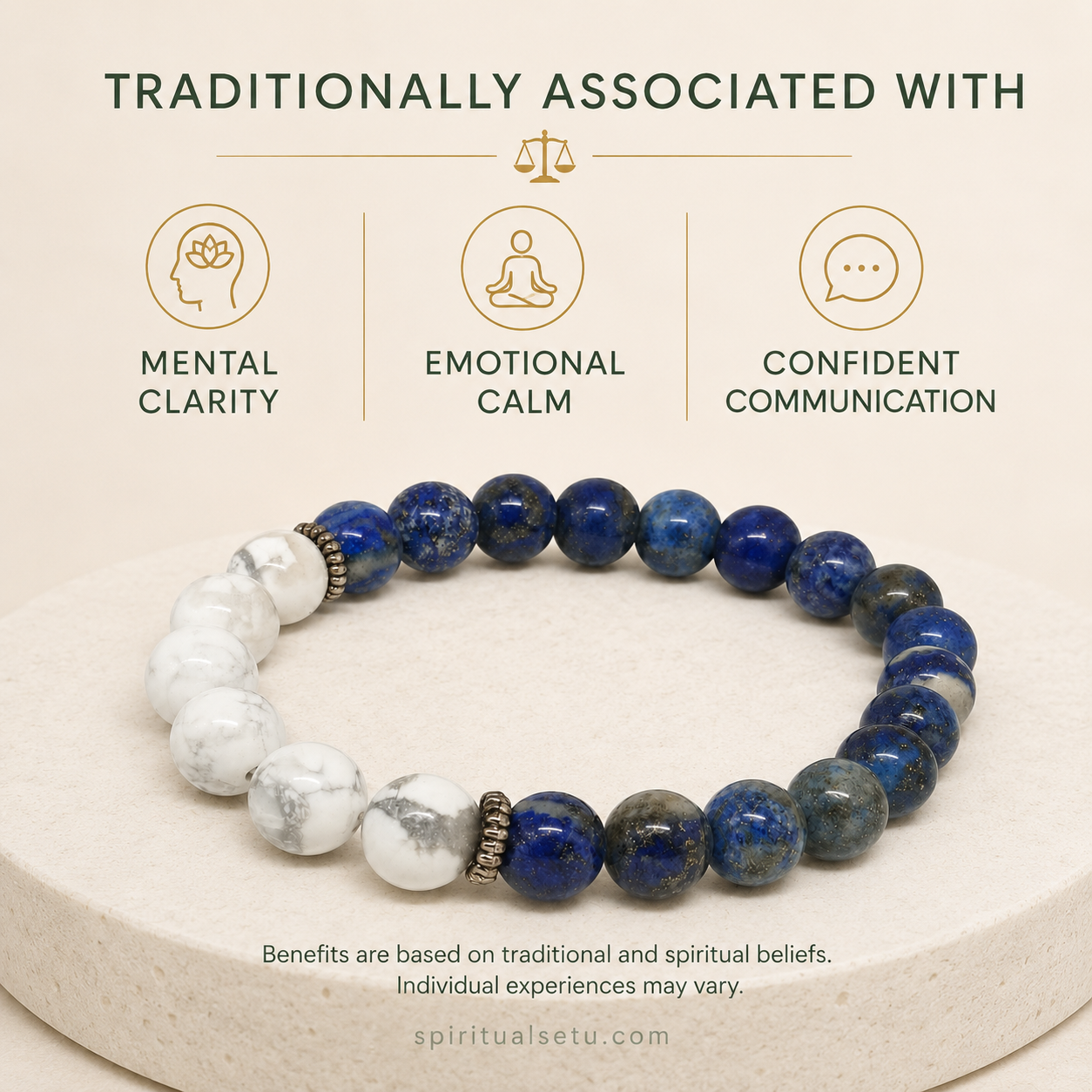 Libra zodiac bracelet | तुला राशि — Lapis Lazuli & Howlite