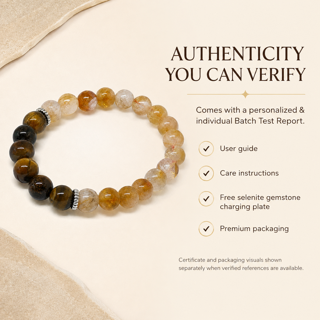 Pisces Zodiac Bracelet | मीन राशि — Tiger Eye + Citrine