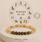 Pisces Zodiac Bracelet | मीन राशि — Tiger Eye + Citrine