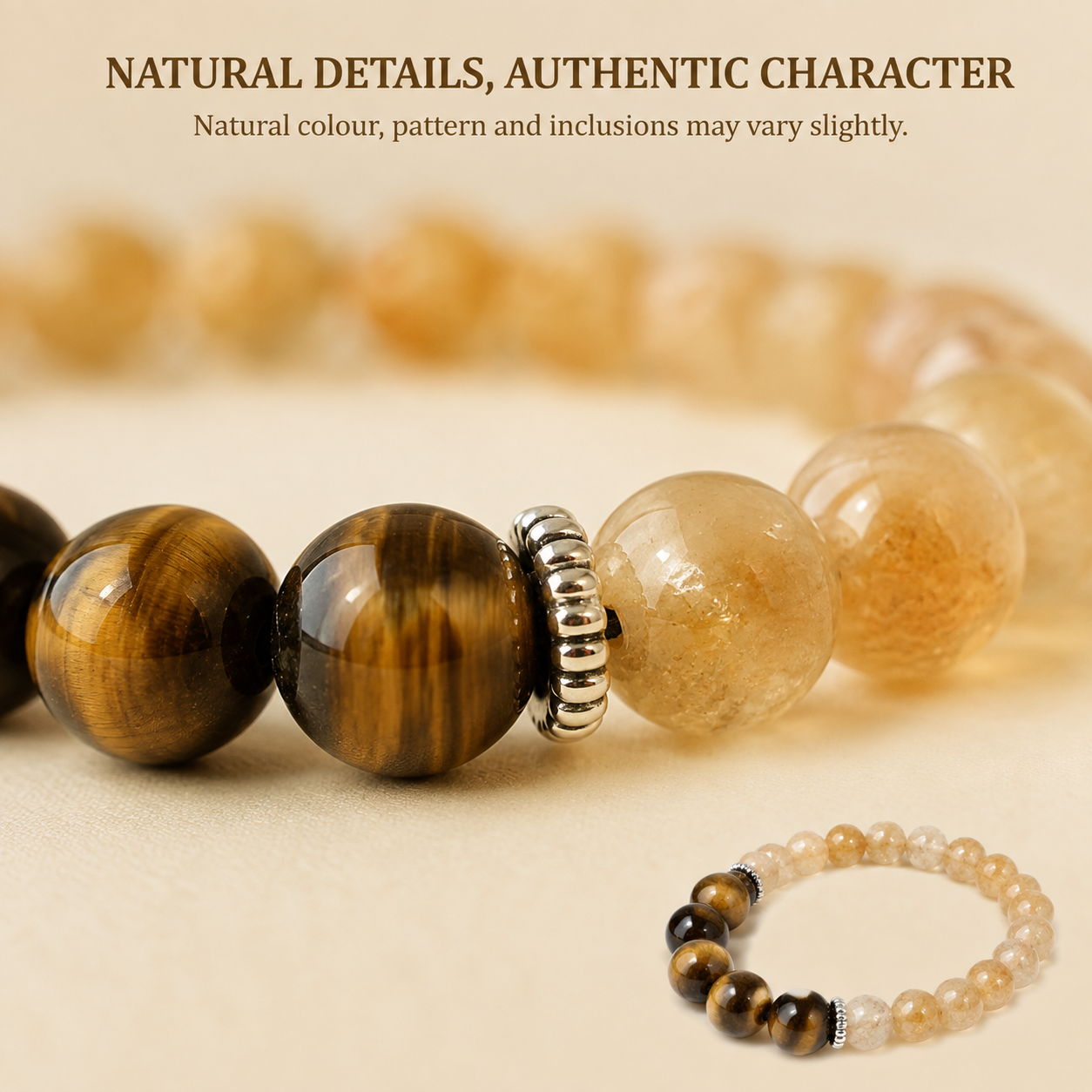 Pisces Zodiac Bracelet | मीन राशि — Tiger Eye + Citrine
