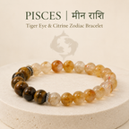 Pisces Zodiac Bracelet | मीन राशि — Tiger Eye + Citrine