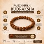 5 Mukhi Rudraksha Bracelet – Original Nepali Panchmukhi Rudraksha Band for Protection, Calm & Good Health