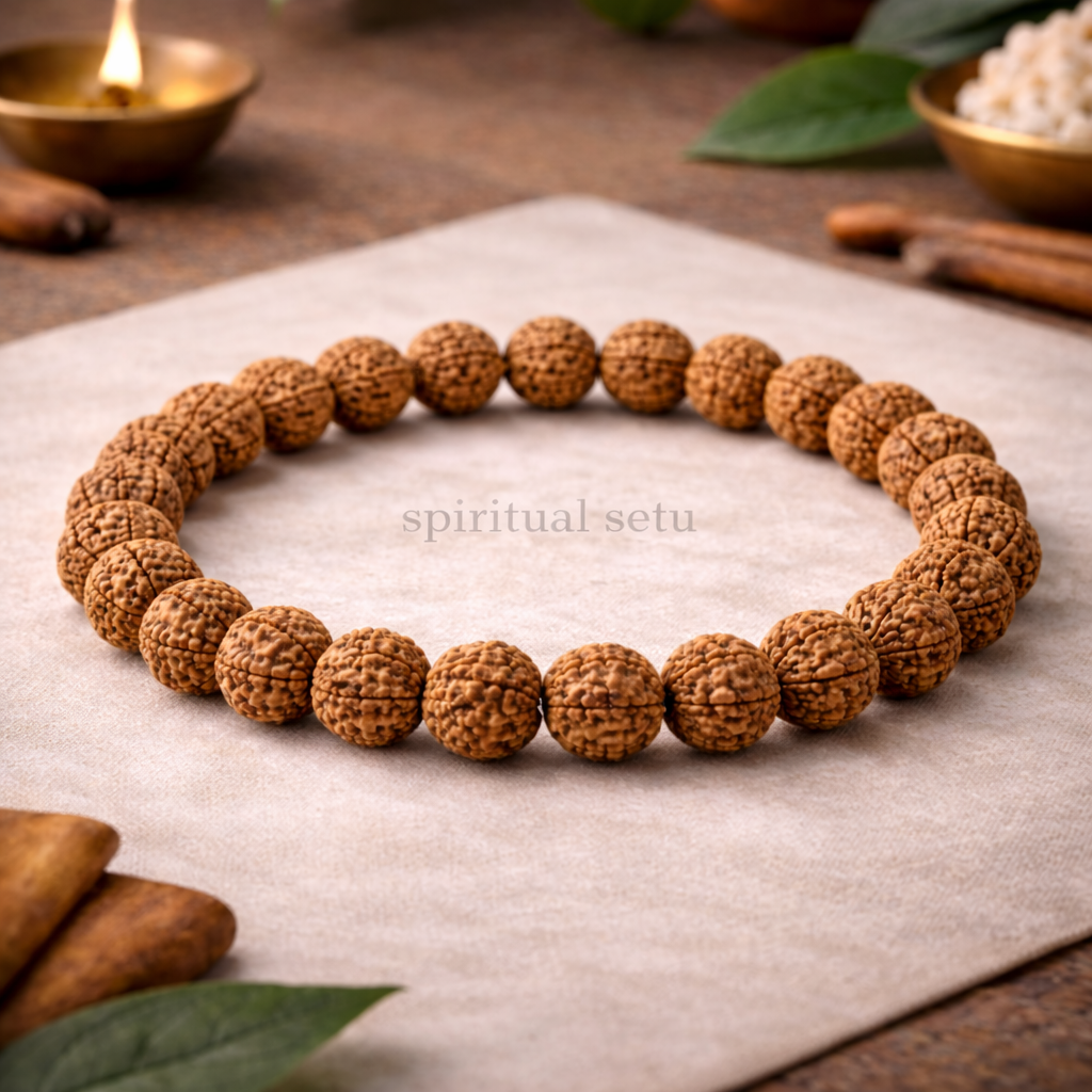 5 Mukhi Rudraksha Bracelet – Original Nepali Panchmukhi Rudraksha Band for Protection, Calm & Good Health