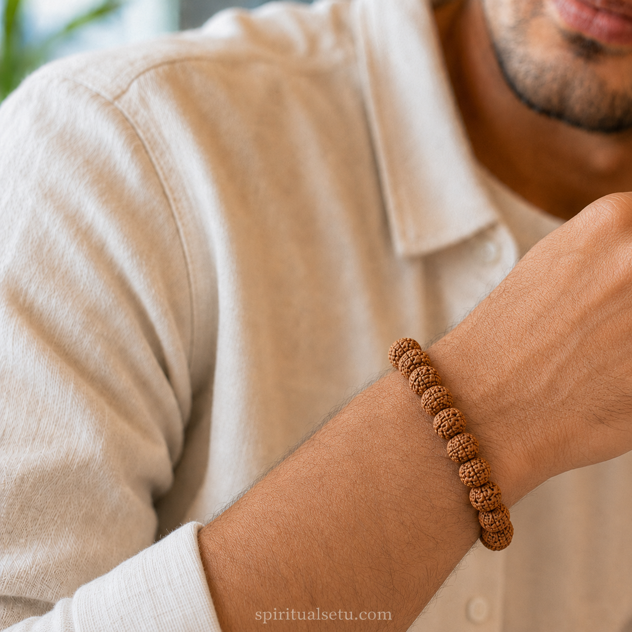 5 Mukhi Rudraksha Bracelet – Original Nepali Panchmukhi Rudraksha Band for Protection, Calm & Good Health