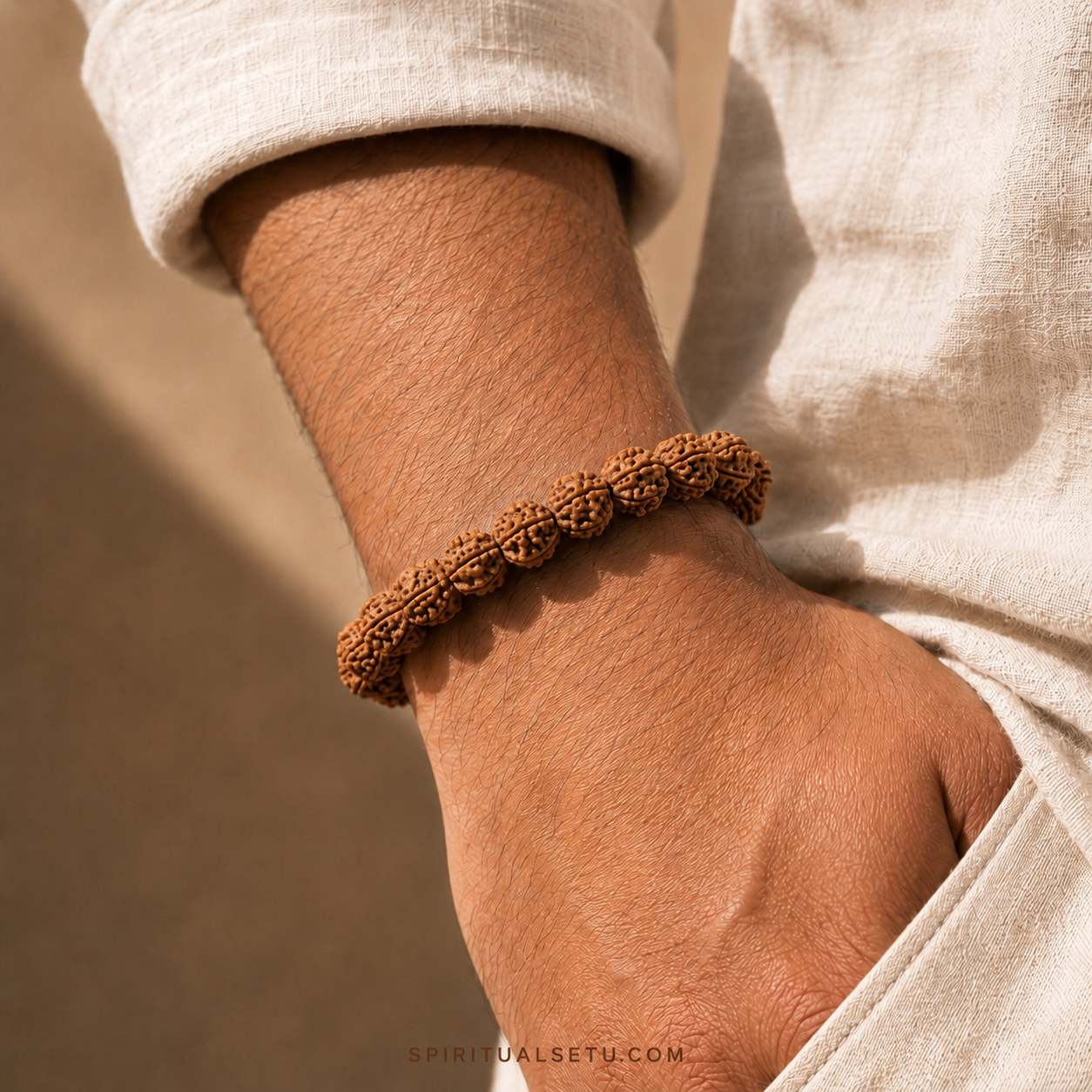 5 Mukhi Rudraksha Bracelet – Original Nepali Panchmukhi Rudraksha Band for Protection, Calm & Good Health