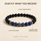 Sagittarius Zodiac Bracelet | धनु राशि — Black Obsidian & Lapis Lazuli