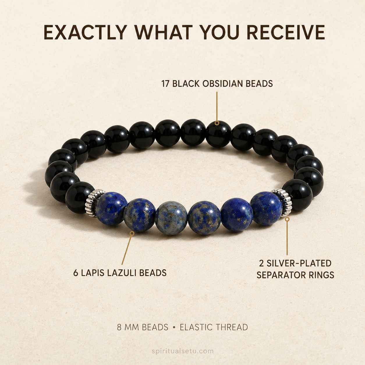 Sagittarius Zodiac Bracelet | धनु राशि — Black Obsidian & Lapis Lazuli
