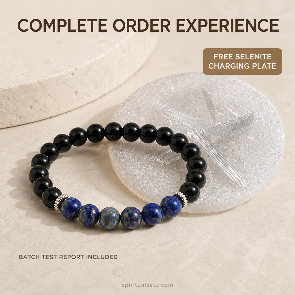 Sagittarius Zodiac Bracelet | धनु राशि — Black Obsidian & Lapis Lazuli