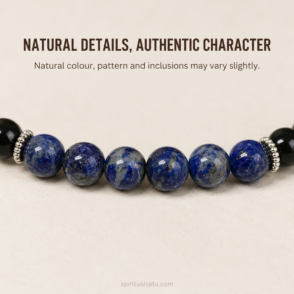 Sagittarius Zodiac Bracelet | धनु राशि — Black Obsidian & Lapis Lazuli