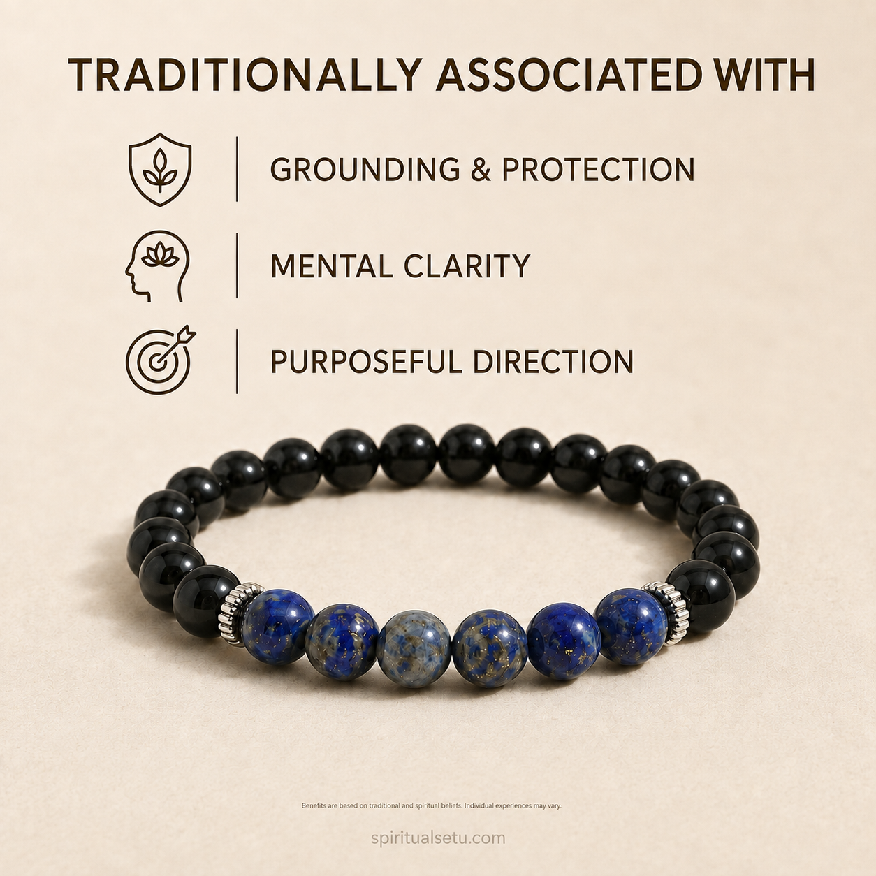 Sagittarius Zodiac Bracelet | धनु राशि — Black Obsidian & Lapis Lazuli