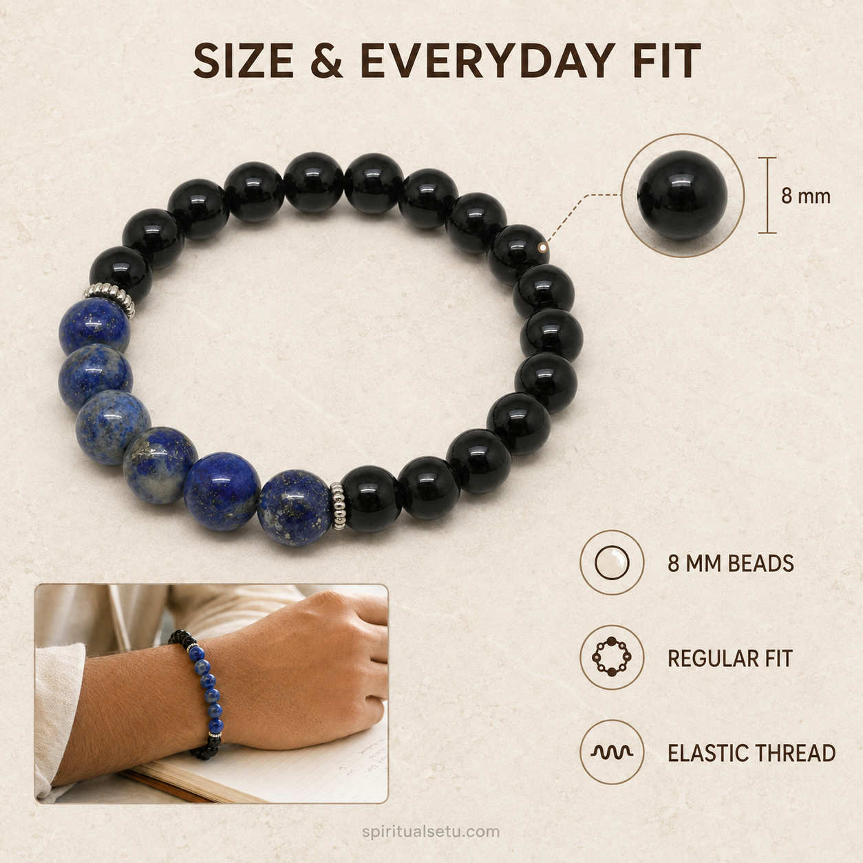 Sagittarius Zodiac Bracelet | धनु राशि — Black Obsidian & Lapis Lazuli