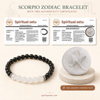 Scorpio Zodiac Bracelet | वृश्चिक राशि — Black Obsidian & Milky Quartz