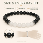 Scorpio Zodiac Bracelet | वृश्चिक राशि — Black Obsidian & Milky Quartz