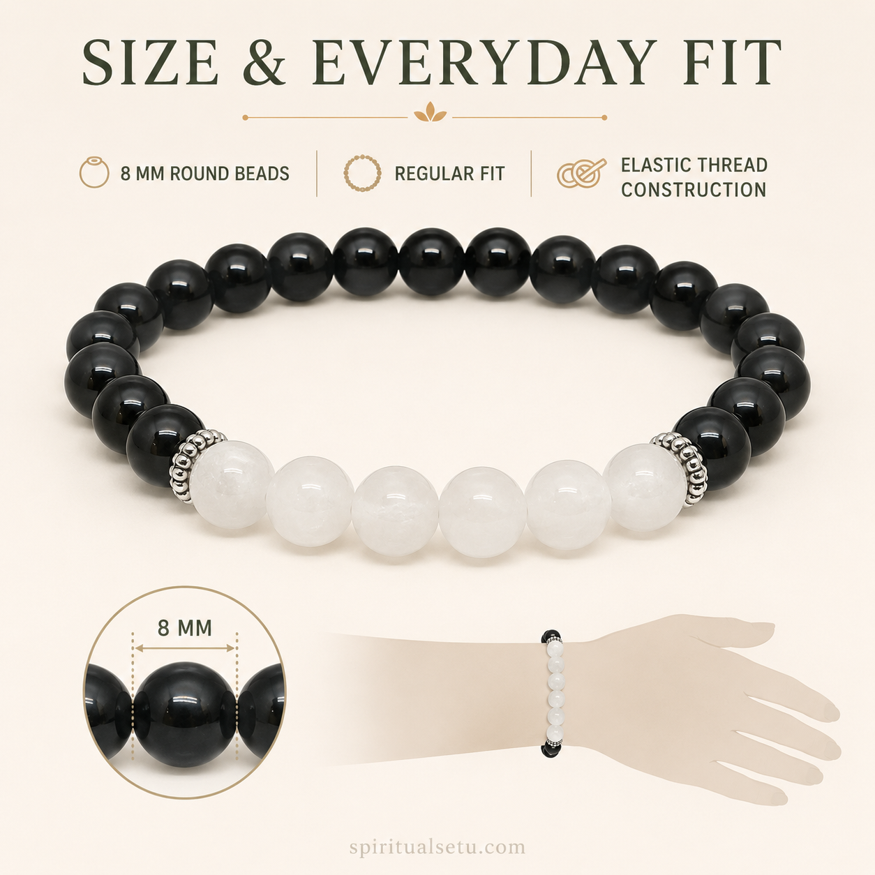 Scorpio Zodiac Bracelet | वृश्चिक राशि — Black Obsidian & Milky Quartz