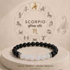 Scorpio Zodiac Bracelet | वृश्चिक राशि — Black Obsidian & Milky Quartz