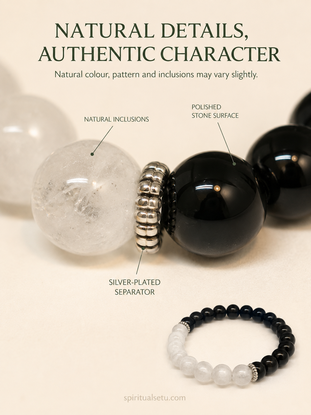 Scorpio Zodiac Bracelet | वृश्चिक राशि — Black Obsidian & Milky Quartz