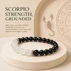 Scorpio Zodiac Bracelet | वृश्चिक राशि — Black Obsidian & Milky Quartz