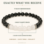 Scorpio Zodiac Bracelet | वृश्चिक राशि — Black Obsidian & Milky Quartz