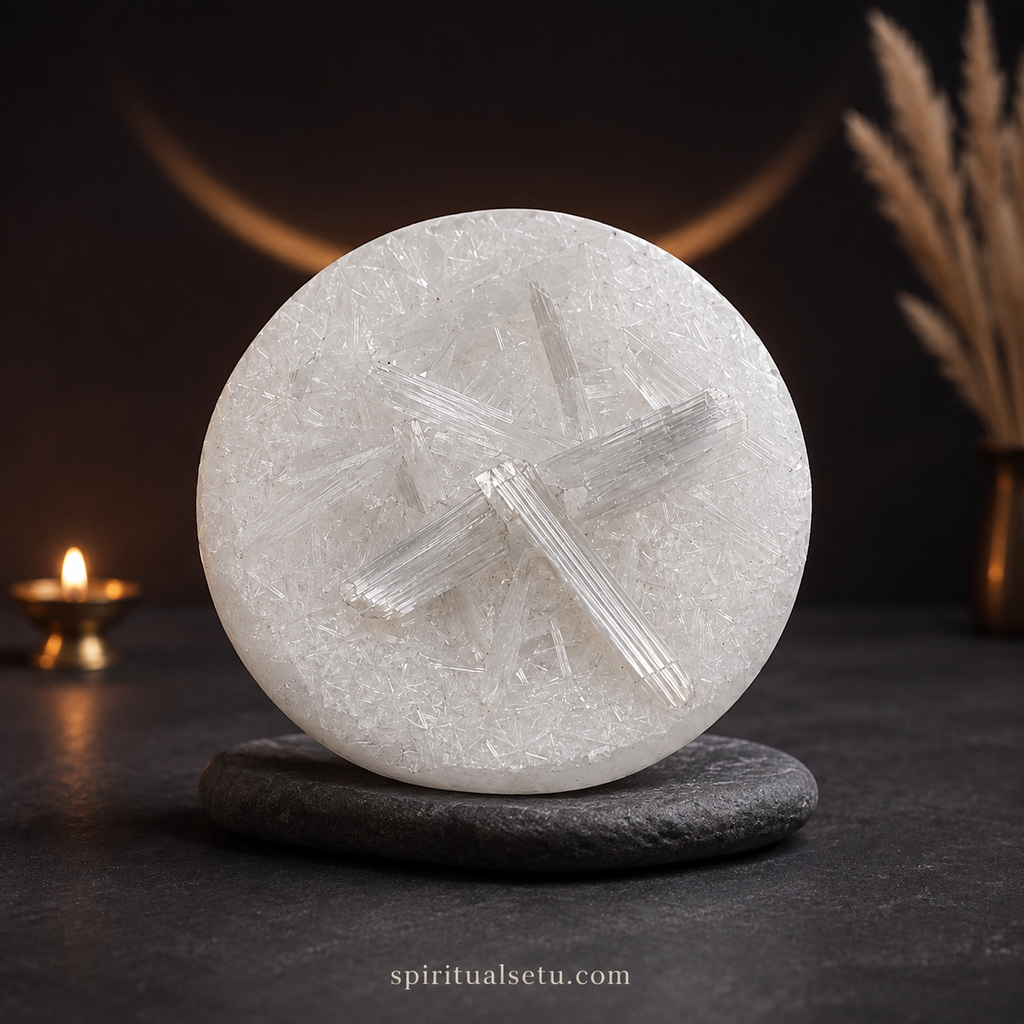 Raw Selenite Charging Plate — Moroccan Selenite