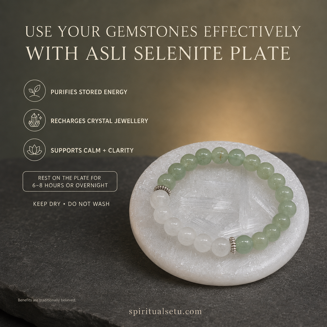 Raw Selenite Charging Plate — Moroccan Selenite