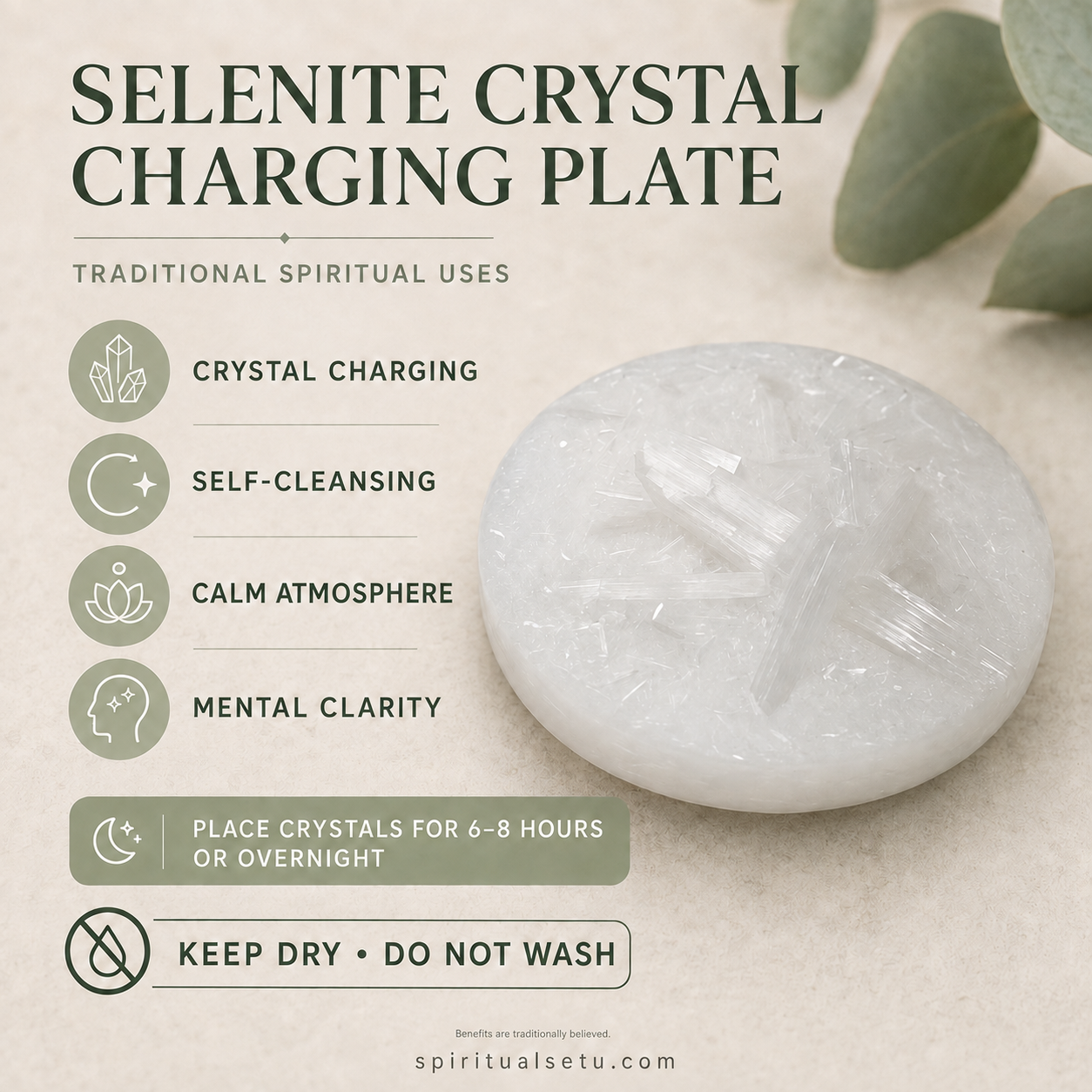 Raw Selenite Charging Plate — Moroccan Selenite