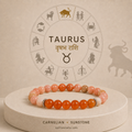 Taurus Zodiac Bracelet | वृषभ राशि — Carnelian + Sunstone