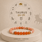Taurus Zodiac Bracelet | वृषभ राशि — Carnelian + Sunstone