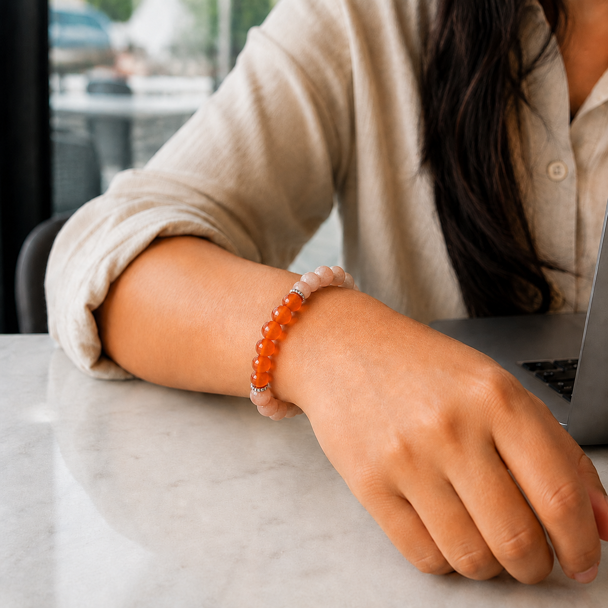 Taurus Zodiac Bracelet | वृषभ राशि — Carnelian + Sunstone