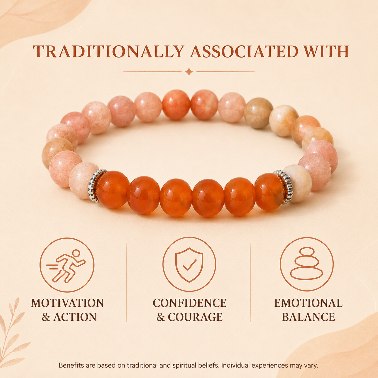 Taurus Zodiac Bracelet | वृषभ राशि — Carnelian + Sunstone