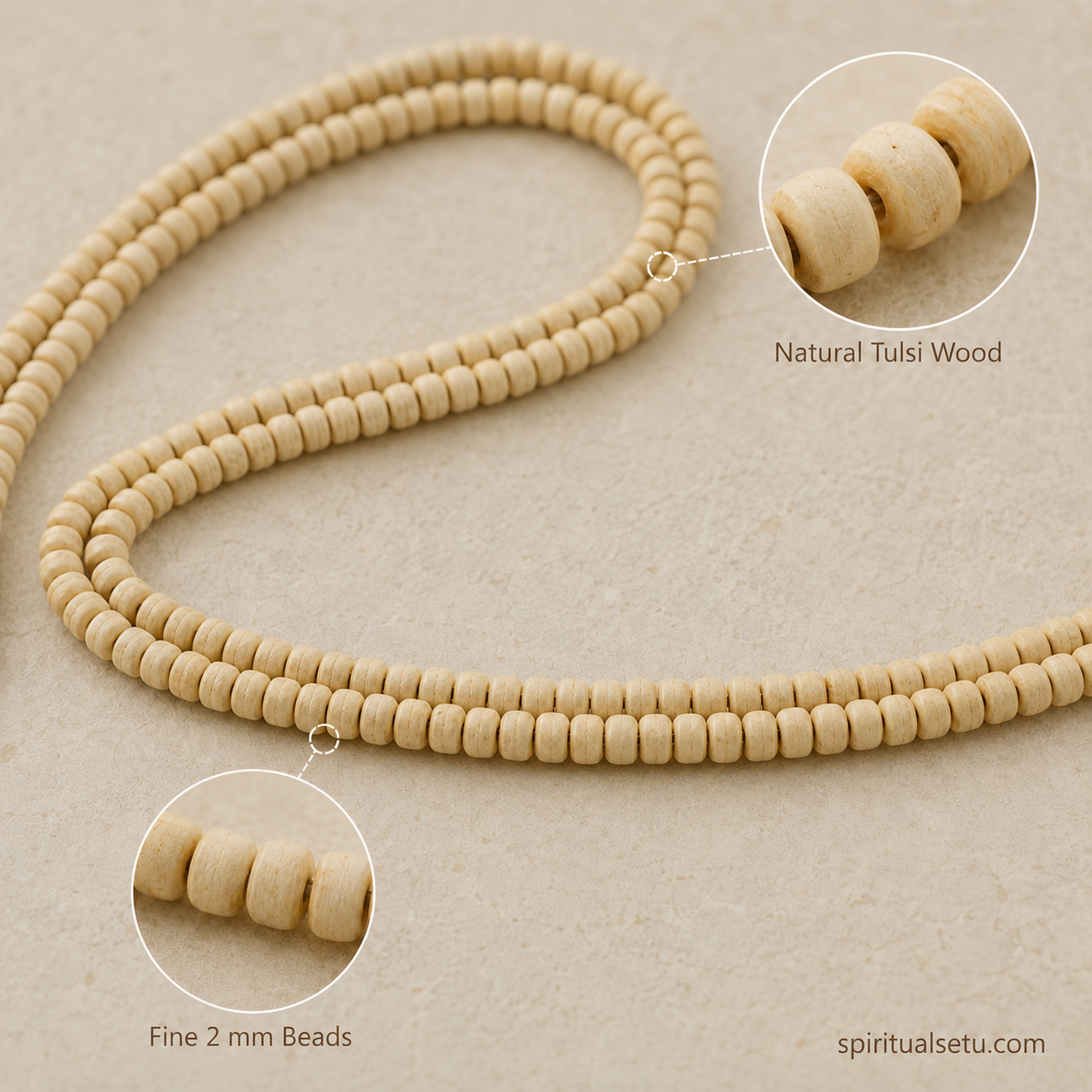 Tulsi Kanthi Mala - double layered Natural Tulsi Wood Beaded Necklace