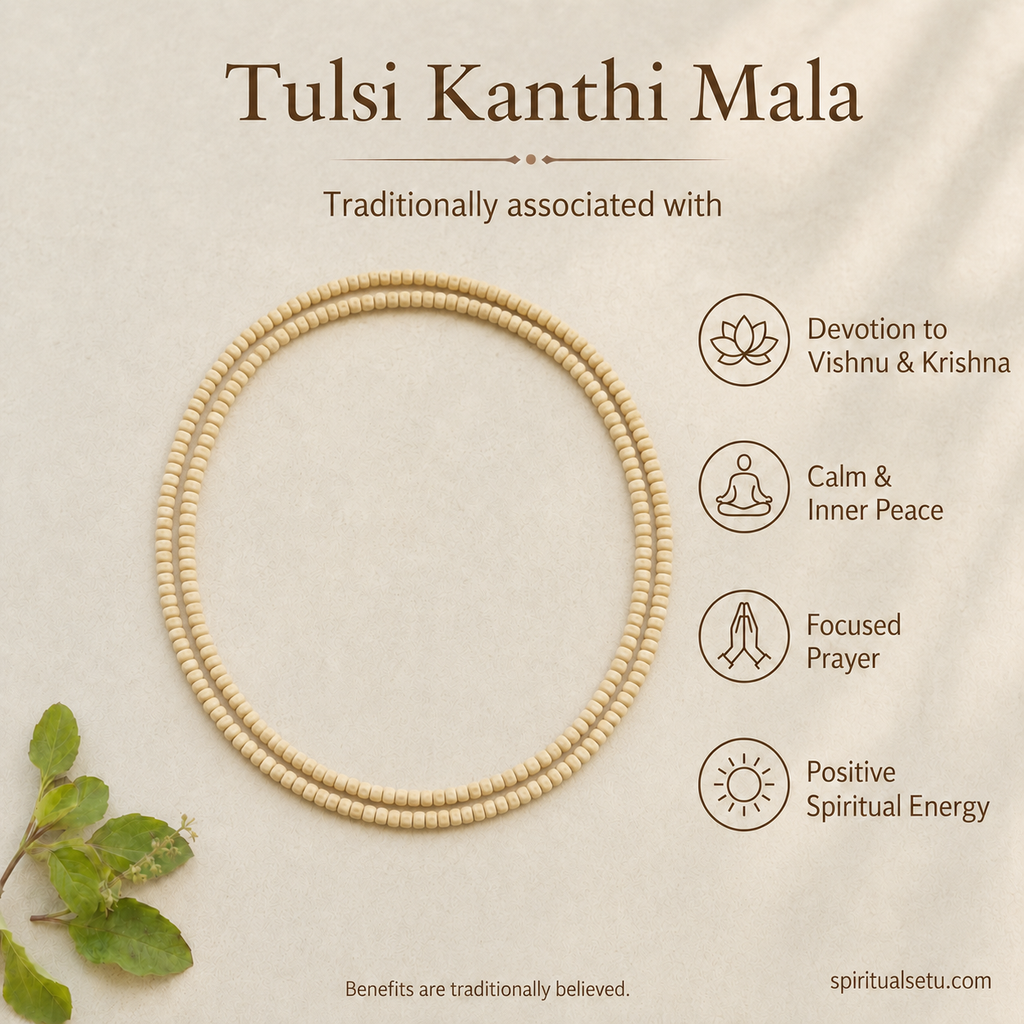 Tulsi Kanthi Mala - double layered Natural Tulsi Wood Beaded Necklace