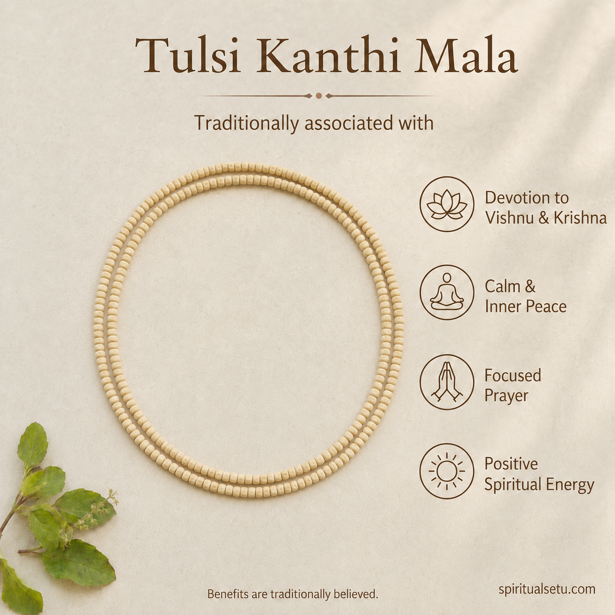 Tulsi Kanthi Mala - double layered Natural Tulsi Wood Beaded Necklace